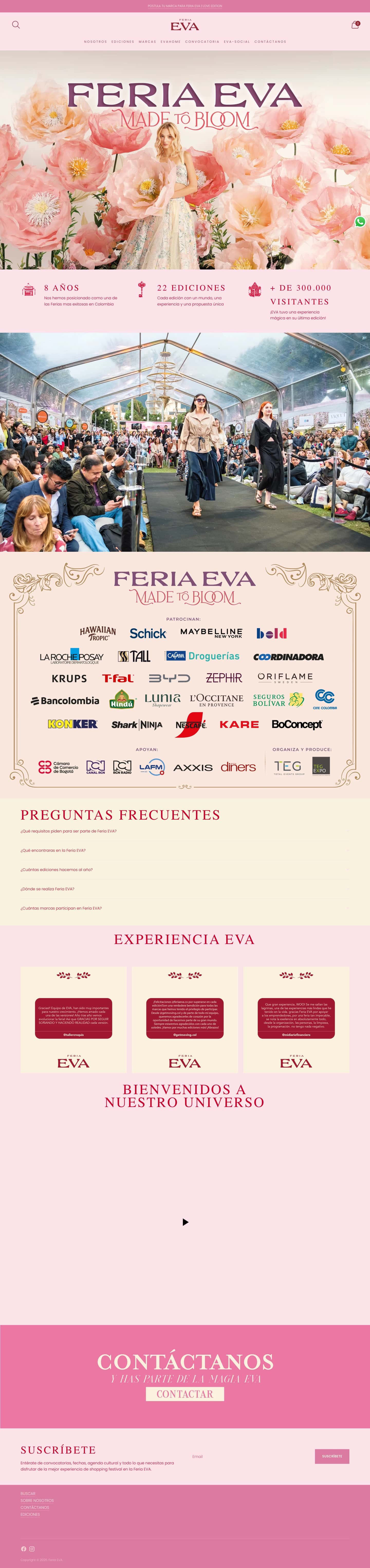 Feria EVA: Inicio, en escritorio