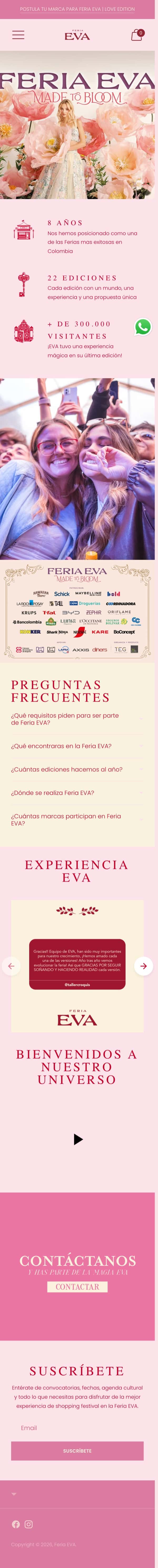 Feria EVA: Inicio, en celular